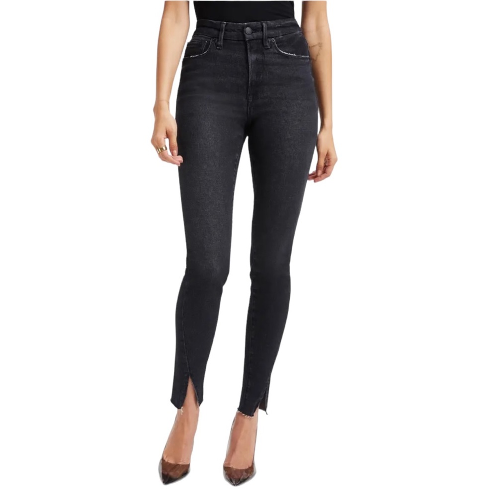 ✨ Good American Black Split High Waisted Jeans